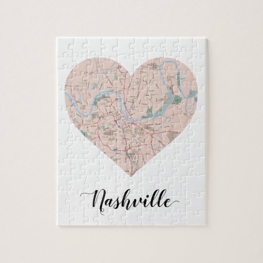 Puzzle Carte de coeur de Nashville (Vertical)