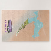 Puzzle Carte de Croatie Affiche illustrée. (Horizontal)
