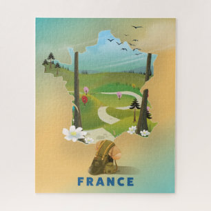 Puzzle Carte de France poster de voyage vintage