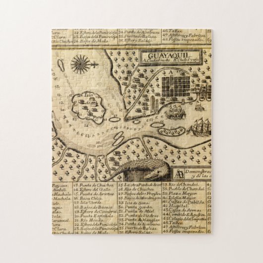 Puzzle Carte de Guayaquil, Equateur (1741) (Vertical)