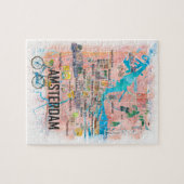 Puzzle Carte de la ville d'Amsterdam Pays-Bas (Horizontal)