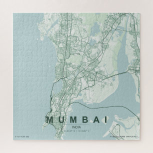 Puzzle Carte de la ville de Mumbai, design minimaliste