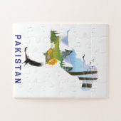 Puzzle Carte de l'affiche de voyage au Pakistan (Horizontal)