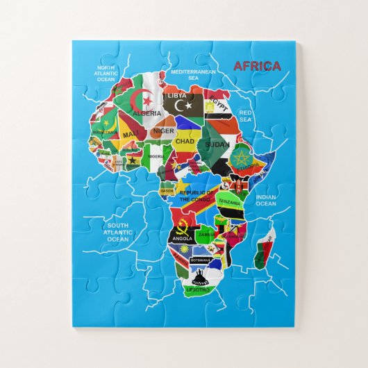 Puzzle Carte de l'Afrique avec drapeaux (Vertical)