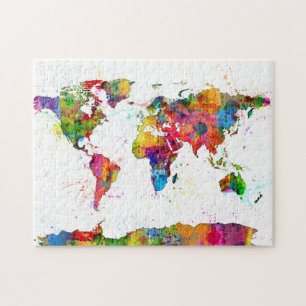 Puzzle Carte de l'aquarelle de carte du monde