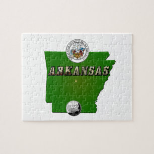 Puzzle Carte de l'Arkansas, sceau et quartier des Faux