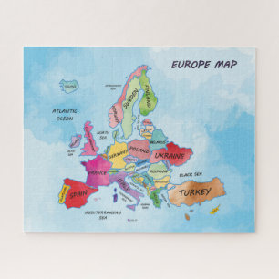 Puzzle Carte de l'Europe illustrations couleur de l'eau