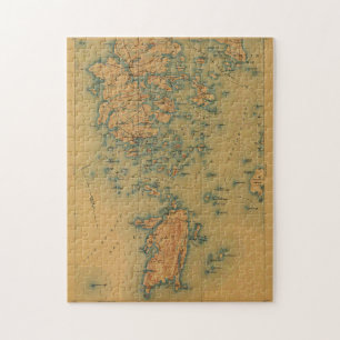 Puzzle Carte de l'île vintage au Haut et de l'île aux Cer