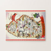 Puzzle Carte de l'Illinois vintage (Horizontal)