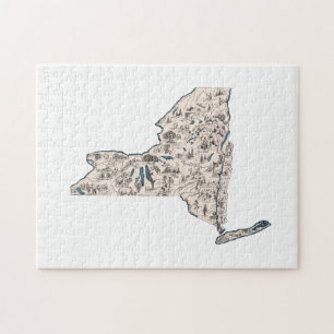 Puzzle Carte de l'image Vintage en forme de New York