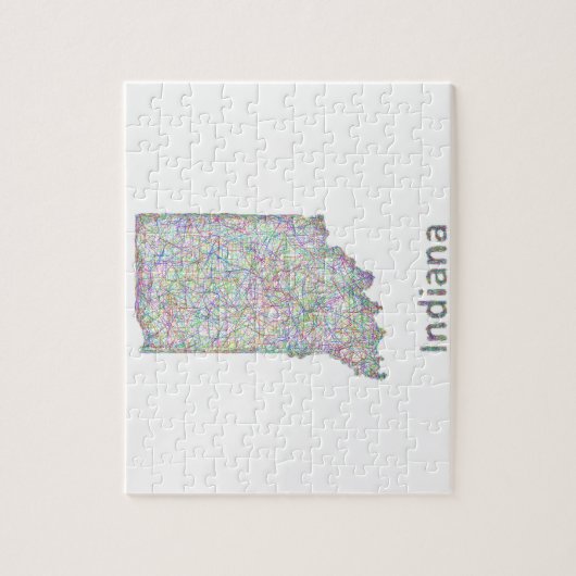 Puzzle Carte de l'Indiana (Vertical)