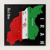 Puzzle Carte de l'Iran avec drapeau et emblème (Horizontal)