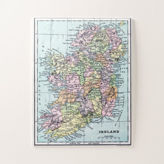 Puzzle Carte de l'Irlande vintage (Vertical)