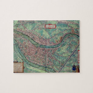 Puzzle Carte de Lyon, de "Civitates Orbis Terrarum" par