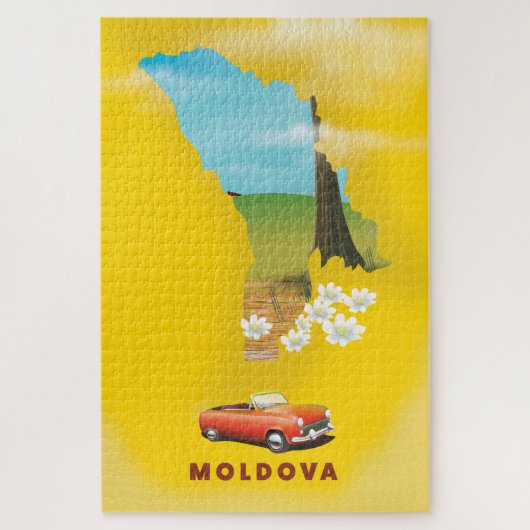 Puzzle Carte de Moldova affiche illustrée (Vertical)