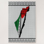 Puzzle Carte de Palestine avec drapeau et Motif Keffiyeg (Vertical)