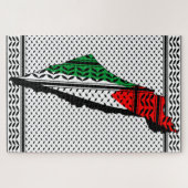 Puzzle Carte de Palestine avec drapeau et Motif Keffiyeg (Horizontal)