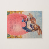 Puzzle Carte de Pâques victorienne vintage Deux lapins s' (Horizontal)