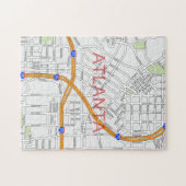 Puzzle Carte de route d'Atlanta Peachtree (Horizontal)