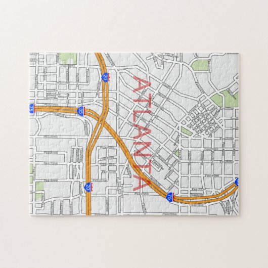 Puzzle Carte de route d'Atlanta Peachtree (Horizontal)