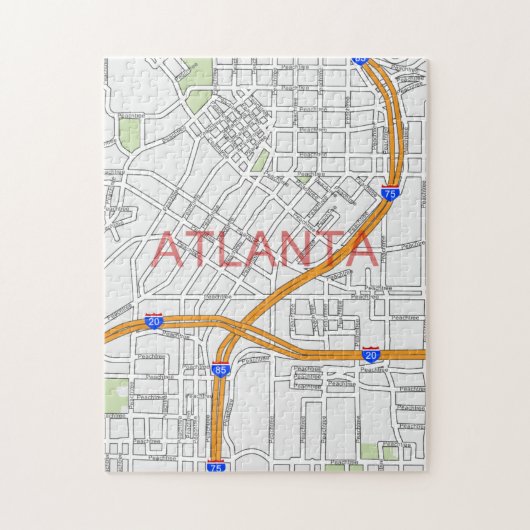 Puzzle Carte de route d'Atlanta Peachtree (Vertical)