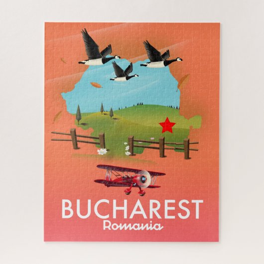 Puzzle carte de vacances à Bucarest Roumanie (Vertical)