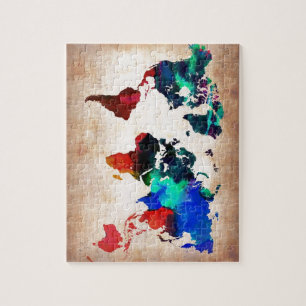 Puzzle Carte de Vieux Monde d'aquarelle mignonne