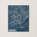 Puzzle Carte de ville minimaliste de Québec en bleu<br><div class="desc">Québec Canada Carte minimaliste de la ville Ligne Art dans Puzzle bleu</div>