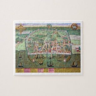 Puzzle Carte de Visby, de "Civitates Orbis Terrarum" par