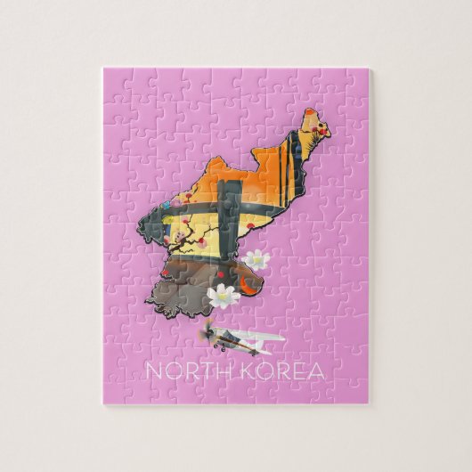 Puzzle Carte de voyage de Corée du Nord (Vertical)
