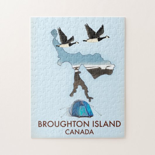 Puzzle carte de voyage de l'île Broughton Canada (Vertical)