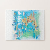 Puzzle Carte de voyage illustrée de la Grèce avec des mon (Horizontal)