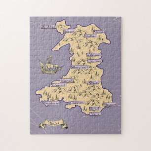 Puzzle Carte de voyage illustrée du Pays de Galles