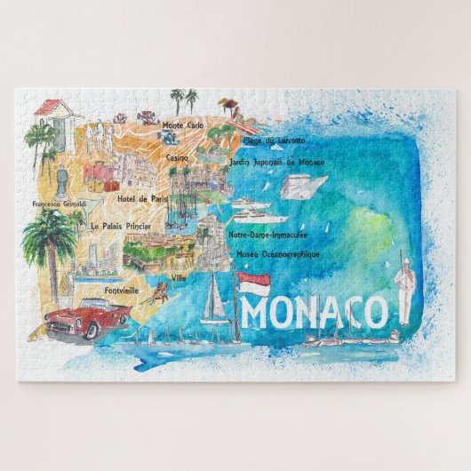 Puzzle Carte de voyage Monaco Europe (Horizontal)