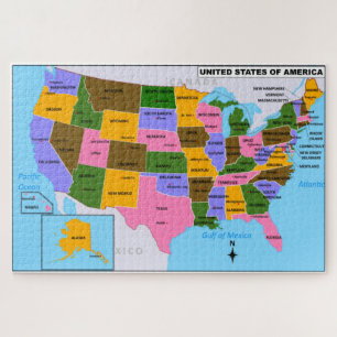 Puzzle Carte des États-Unis avec les capitales de l'État
