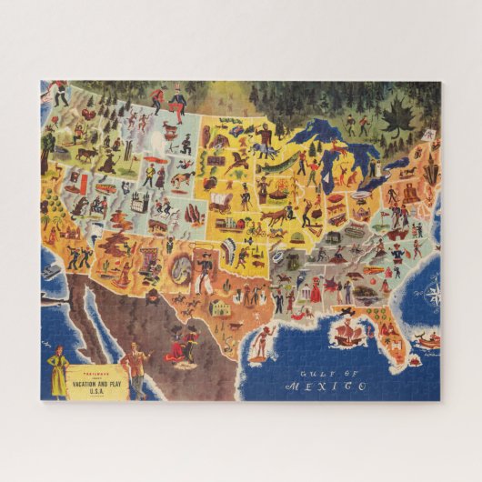 Puzzle Carte des États-Unis - Vacances et Jeu (Horizontal)