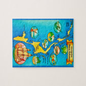 Puzzle Carte des îles Abacos colorées (Horizontal)