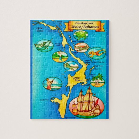 Puzzle Carte des îles Abacos colorées (Vertical)