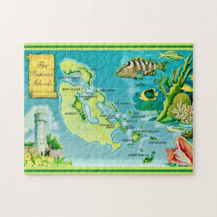 Puzzle Carte des îles des Bahamas vintages