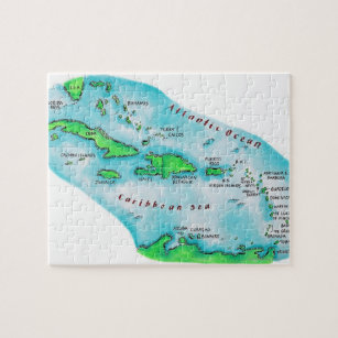 Puzzle Carte des îles des Caraïbes
