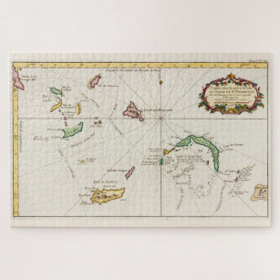 Puzzle Carte des îles Turques et Caïques Vintages (1764)