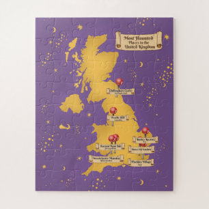 Puzzle Carte des lieux les plus hantés du Royaume-Uni.