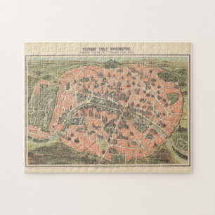 Puzzle Carte des monuments Vintages de Paris France (1882