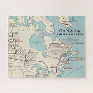 Puzzle Carte des routes du Canada - Canada Air Mail