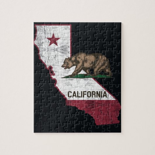 Puzzle Carte d'état de la Californie - ours de Cali (Vertical)