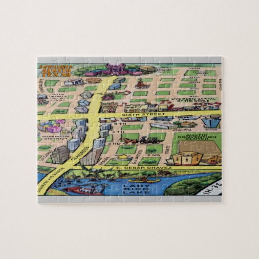 Puzzle Carte du centre-ville d'Austin au Texas (Horizontal)