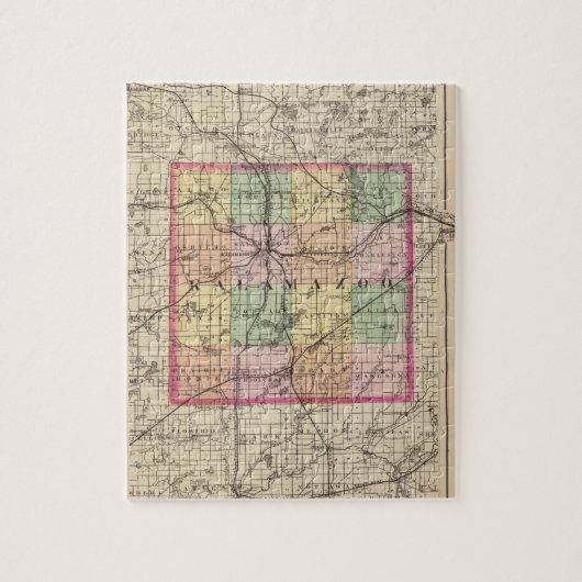 Puzzle Carte du comté de Kalamazoo, Michigan (Vertical)