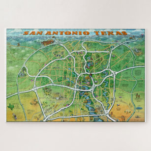 Puzzle Carte du dessin animé de San Antonio Texas