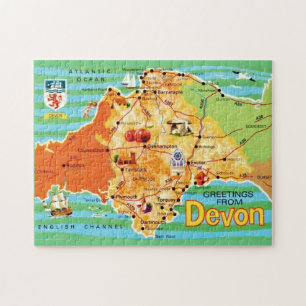 Puzzle Carte du Devon Angleterre 11x14