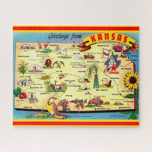 Puzzle Carte du Kansas 16x20 (Horizontal)